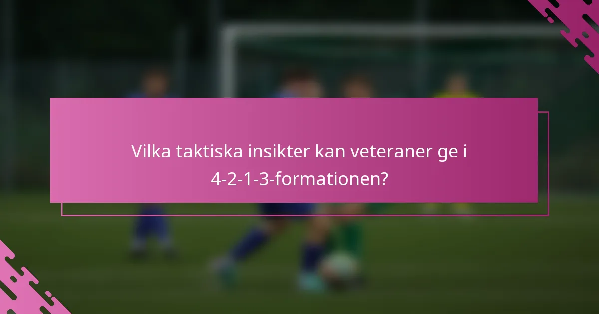 Vilka taktiska insikter kan veteraner ge i 4-2-1-3-formationen?